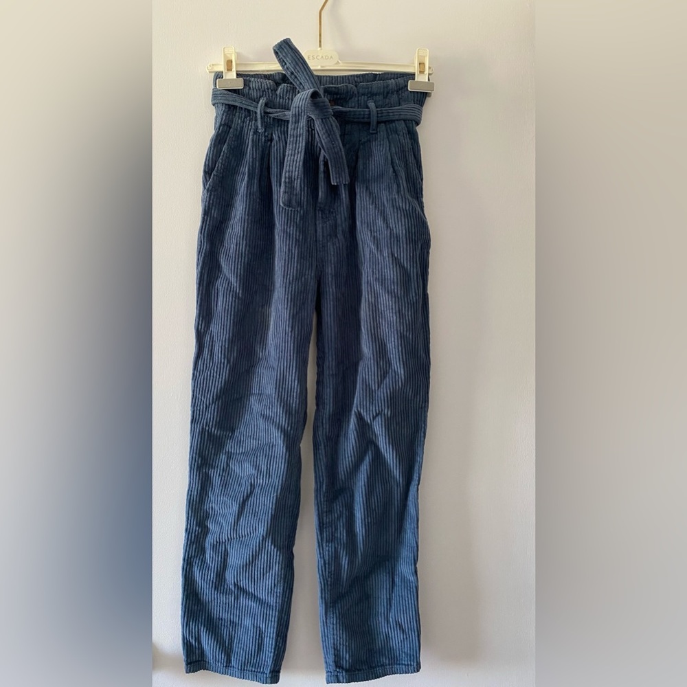 Blue Corduroy Paperbag Abercrombie & Fitch Pants